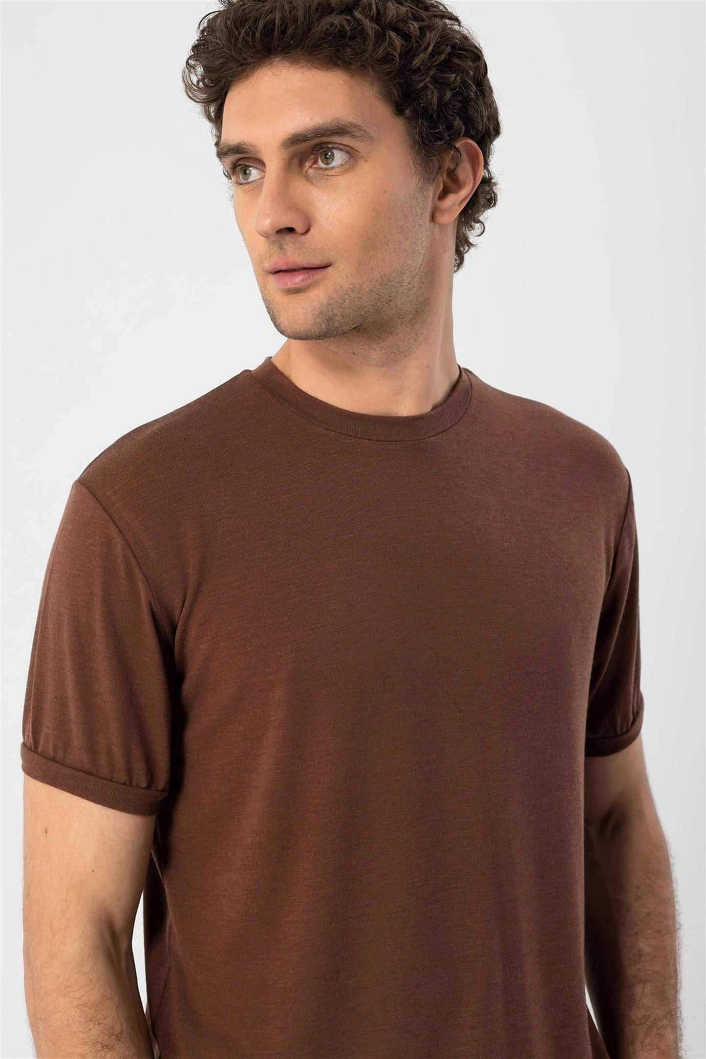 Men's Brown Crew Neck T-Shirt