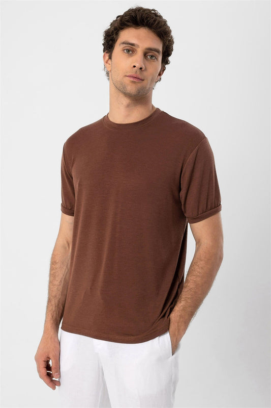 Men's Brown Crew Neck T-Shirt