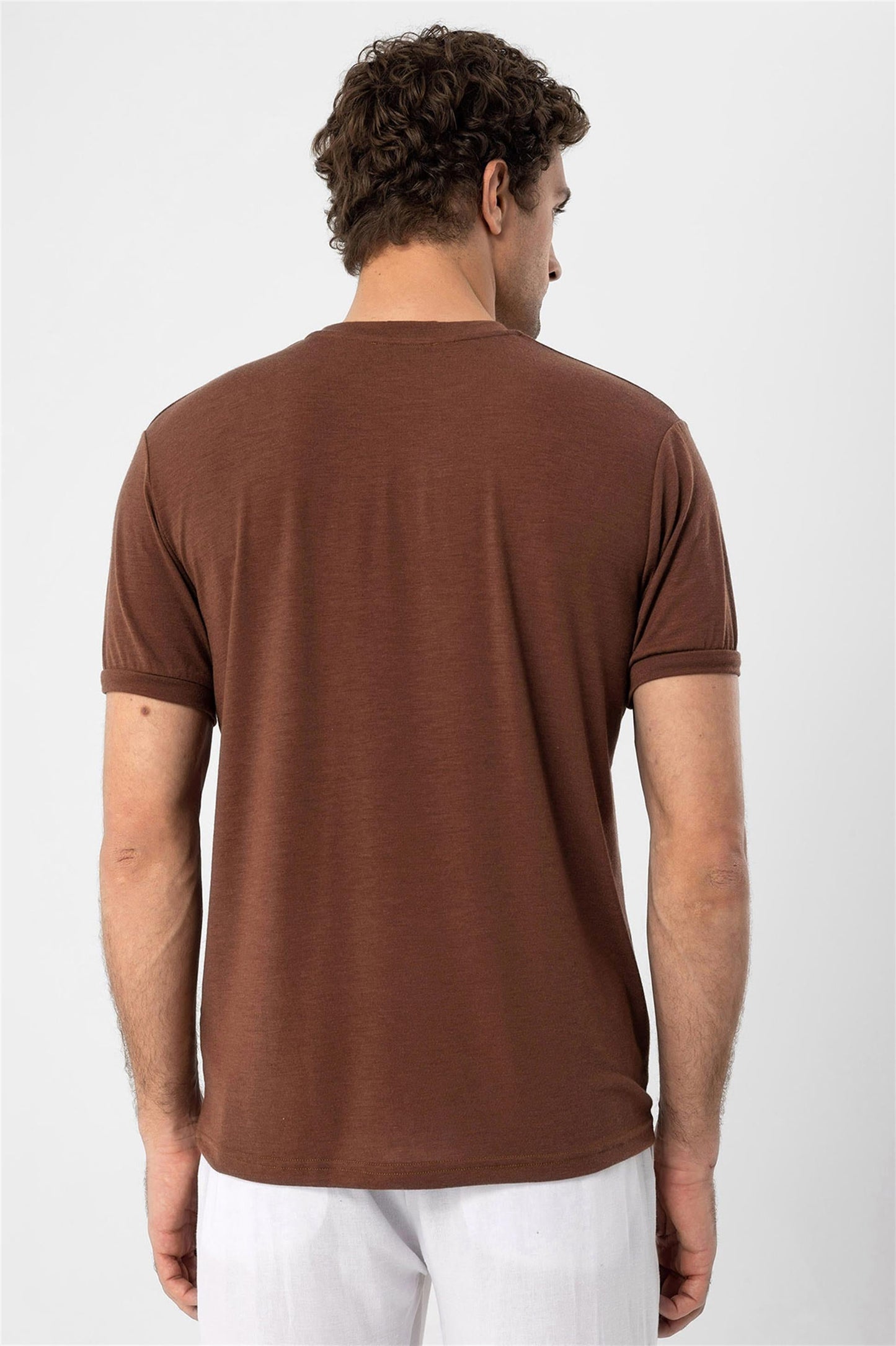 Men's Brown Crew Neck T-Shirt