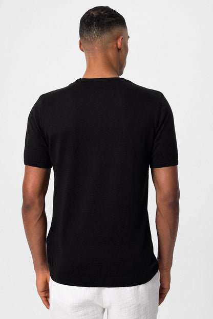KOALA SYDNEY Men's Black Crew Neck Knit T-Shirt