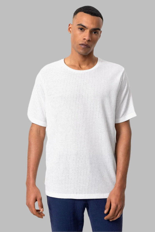 KOALA SYDNEY Men's White Crew Neck Ribbed T-Shirt