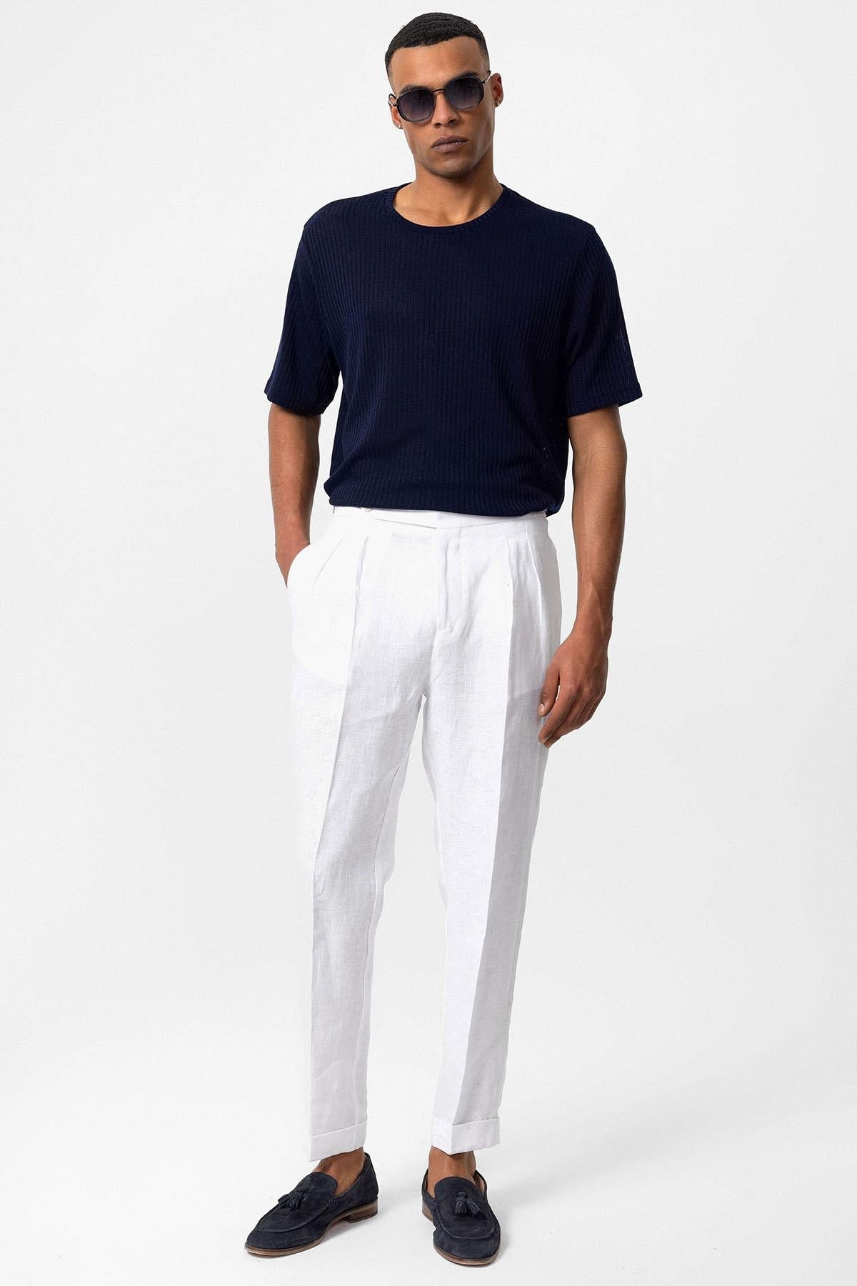 KOALA SYDNEY Men's Navy Blue Crew Neck Ribbed T-Shirt