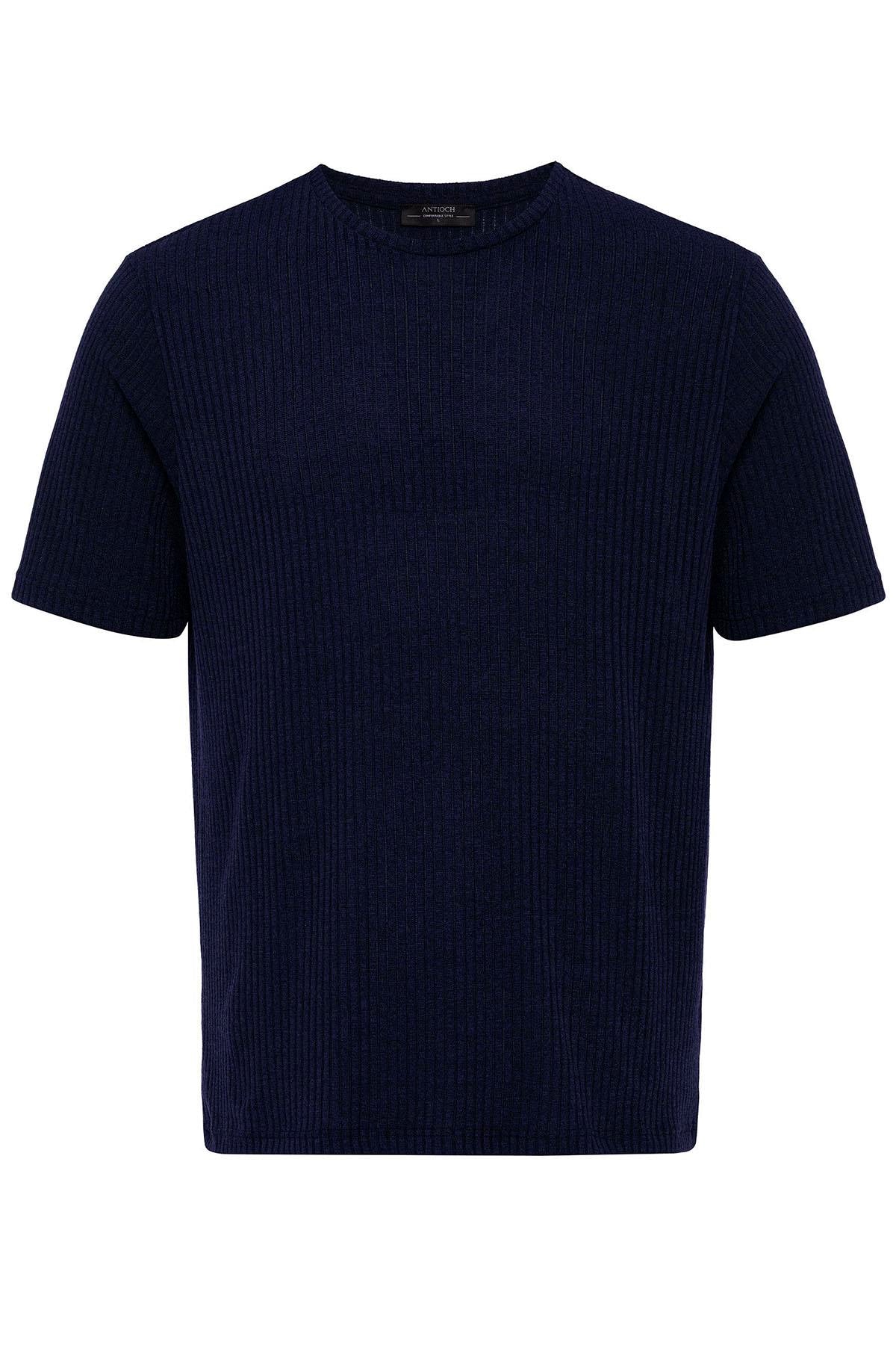 KOALA SYDNEY Men's Navy Blue Crew Neck Ribbed T-Shirt