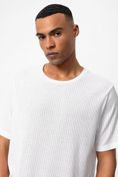 KOALA SYDNEY Men's White Crew Neck Ribbed T-Shirt