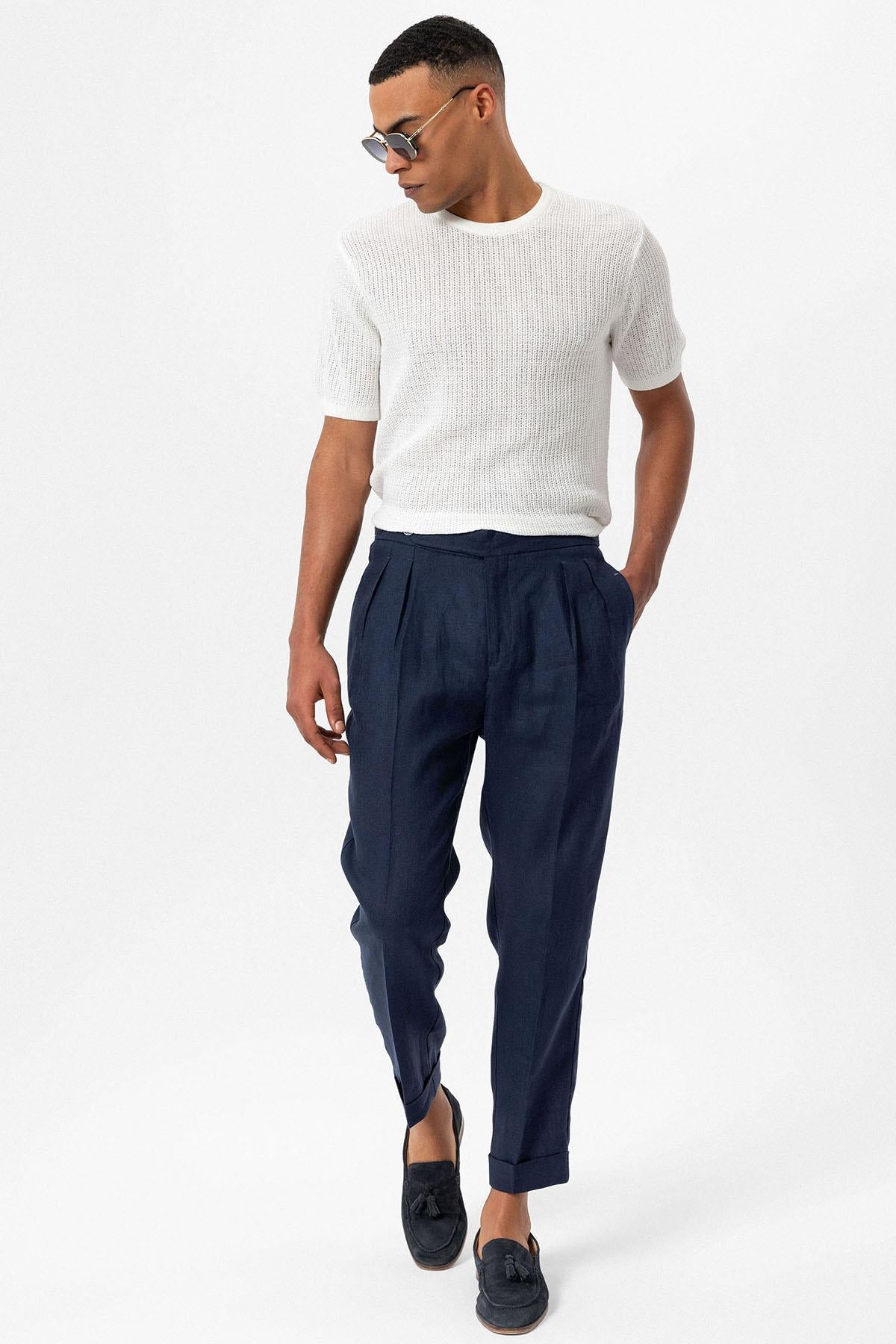 Men's Ecru Crew Neck Knit T-Shirt