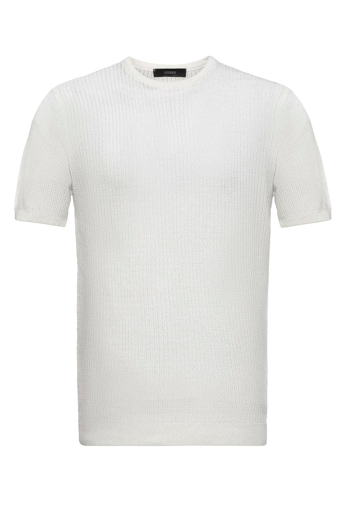 Men's Ecru Crew Neck Knit T-Shirt