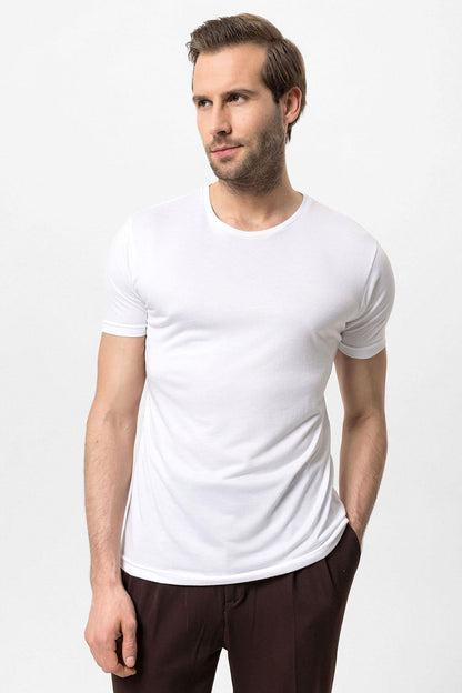 Men's Ecru Crew Neck Slim Fit T-Shirt