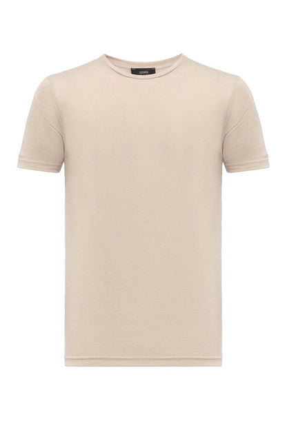 KOALA SYDNEY Men's Beige Crew Neck Slim Fit T-Shirt