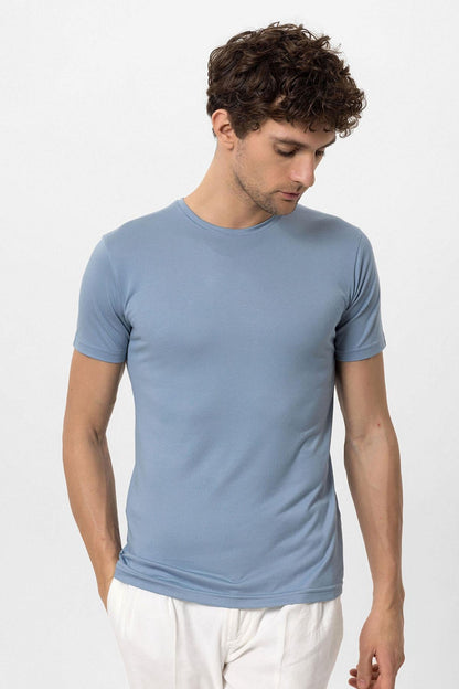 Men's Blue Crew Neck Slim Fit T-Shirt