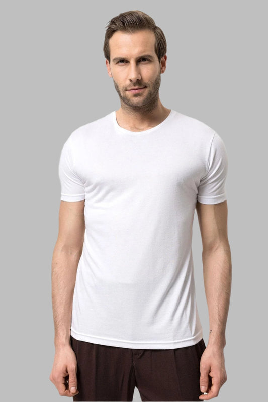 Men's Ecru Crew Neck Slim Fit T-Shirt