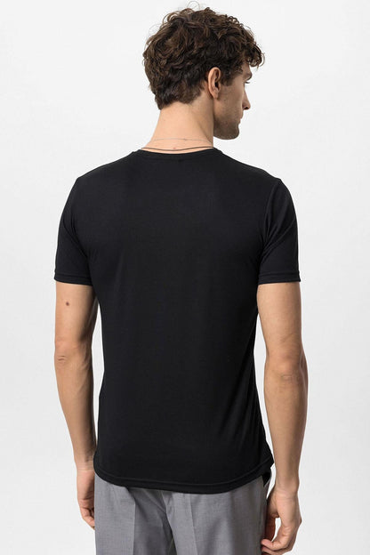 KOALA SYDNEY Men's Black Crew Neck Slim Fit T-Shirt