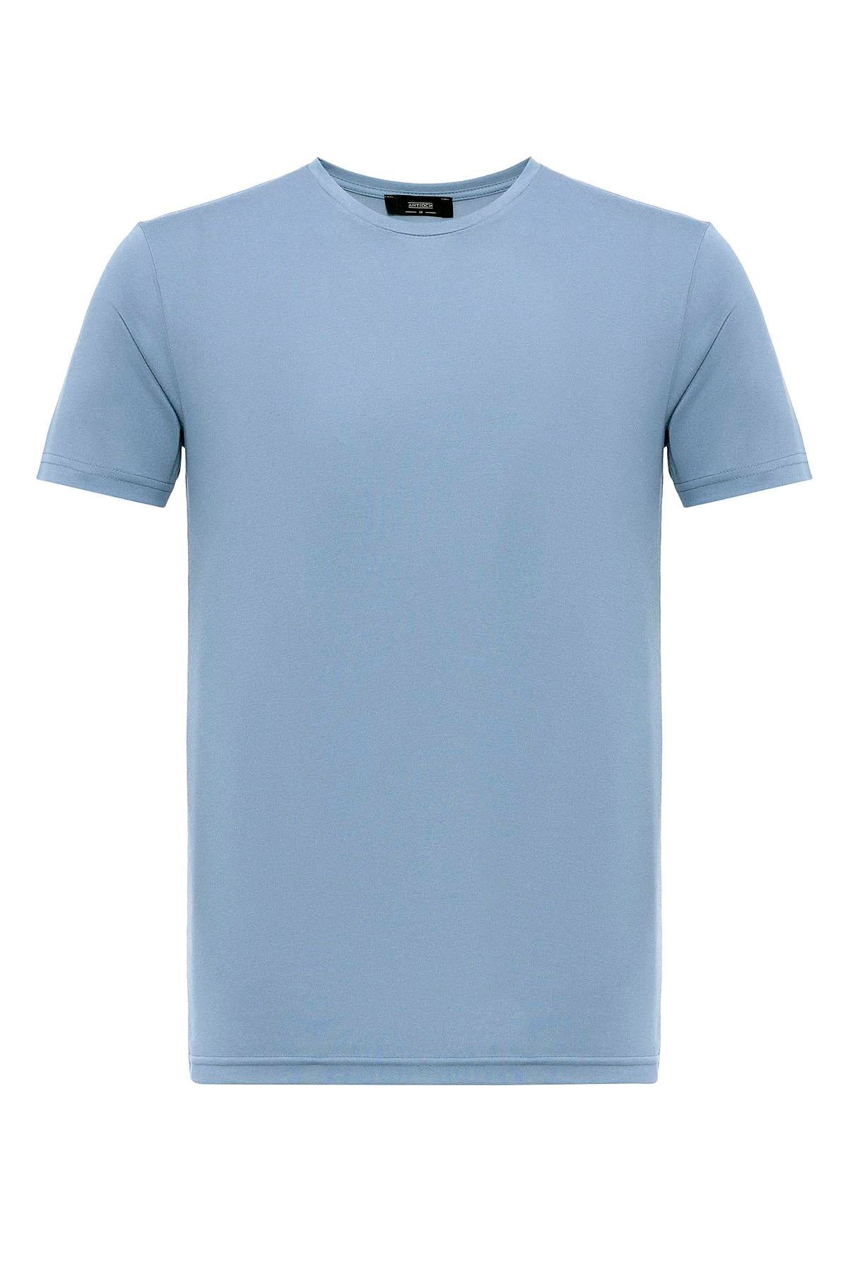 Men's Blue Crew Neck Slim Fit T-Shirt
