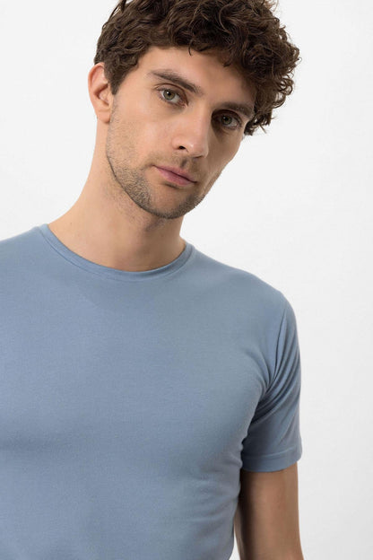 Men's Blue Crew Neck Slim Fit T-Shirt