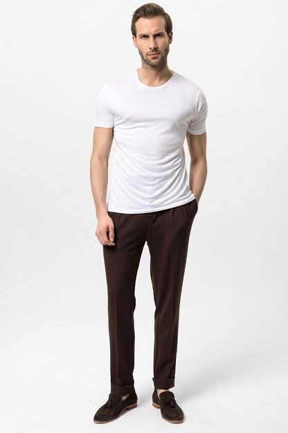 Men's Ecru Crew Neck Slim Fit T-Shirt