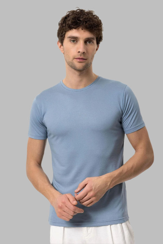 Men's Blue Crew Neck Slim Fit T-Shirt