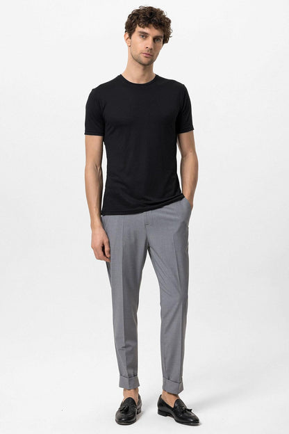 KOALA SYDNEY  Men's Black Crew Neck Slim Fit T-Shirt -