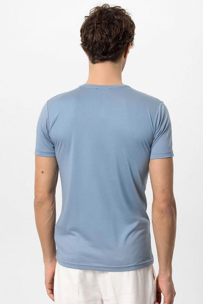 Men's Blue Crew Neck Slim Fit T-Shirt