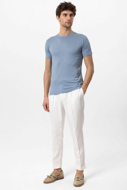 Men's Blue Crew Neck Slim Fit T-Shirt