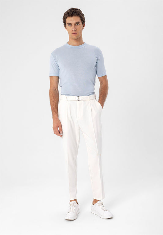 Men's Baby Blue Crew Neck Slim Fit T-Shirt