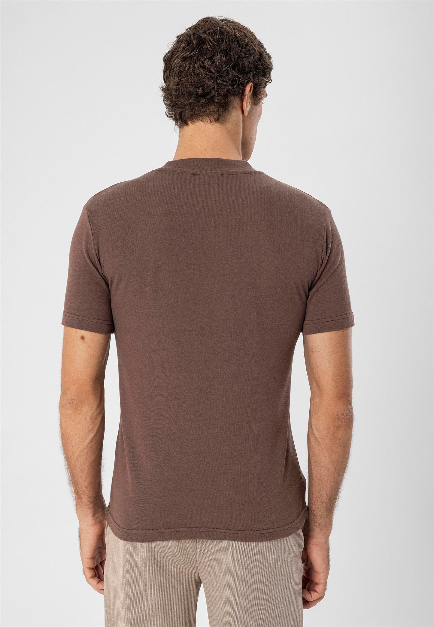 Men's Brown Crew Neck Slim Fit T-Shirt
