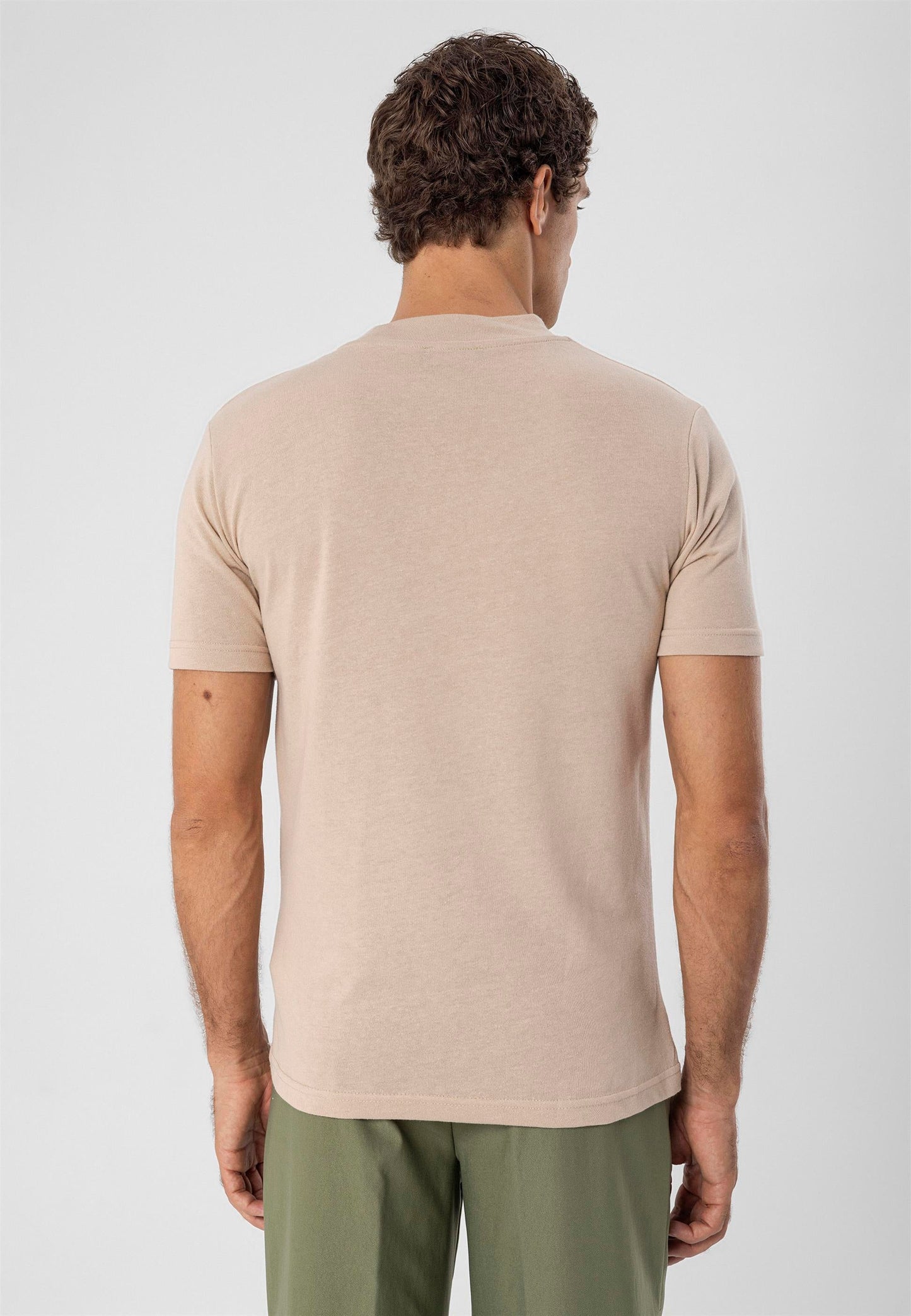 Men's Beige Crew Neck Slim Fit T-Shirt