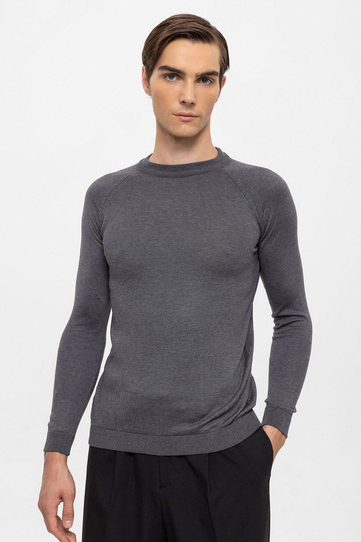 KOALA SYDNEY Men's Smoked Crew Neck Slim Fit Knitwear Sweater
