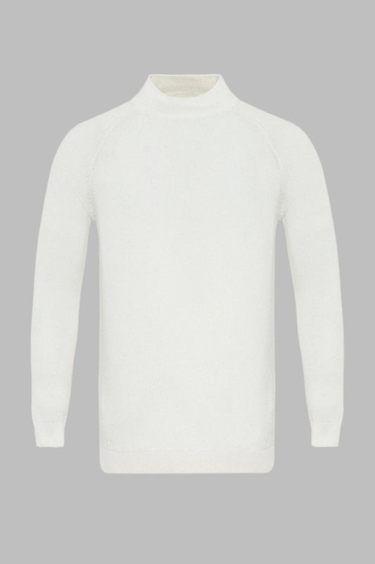 KOALA SYDNEY Men's Ecru Crew Neck Slim Fit Knitwear Sweater