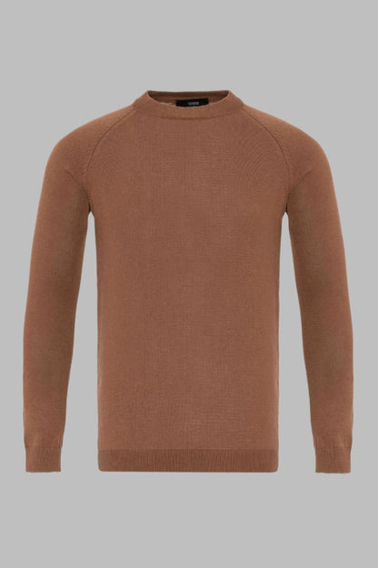 KOALA SYDNEY Men's Brown Crew Neck Slim Fit Knitwear Sweater
