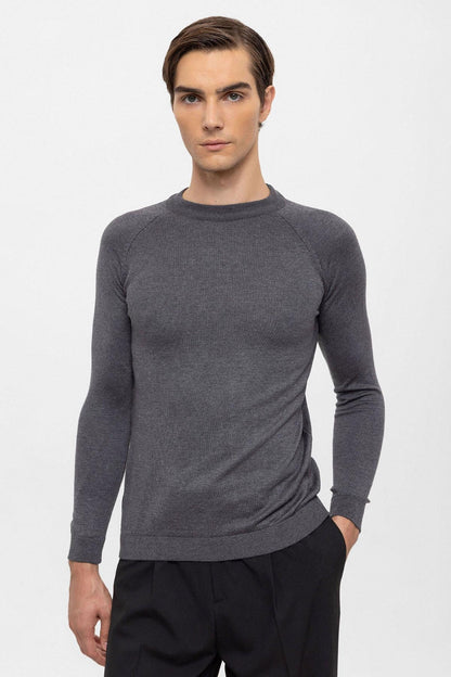 KOALA SYDNEY Men's Smoked Crew Neck Slim Fit Knitwear Sweater