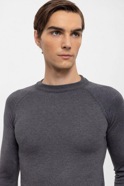 KOALA SYDNEY Men's Smoked Crew Neck Slim Fit Knitwear Sweater
