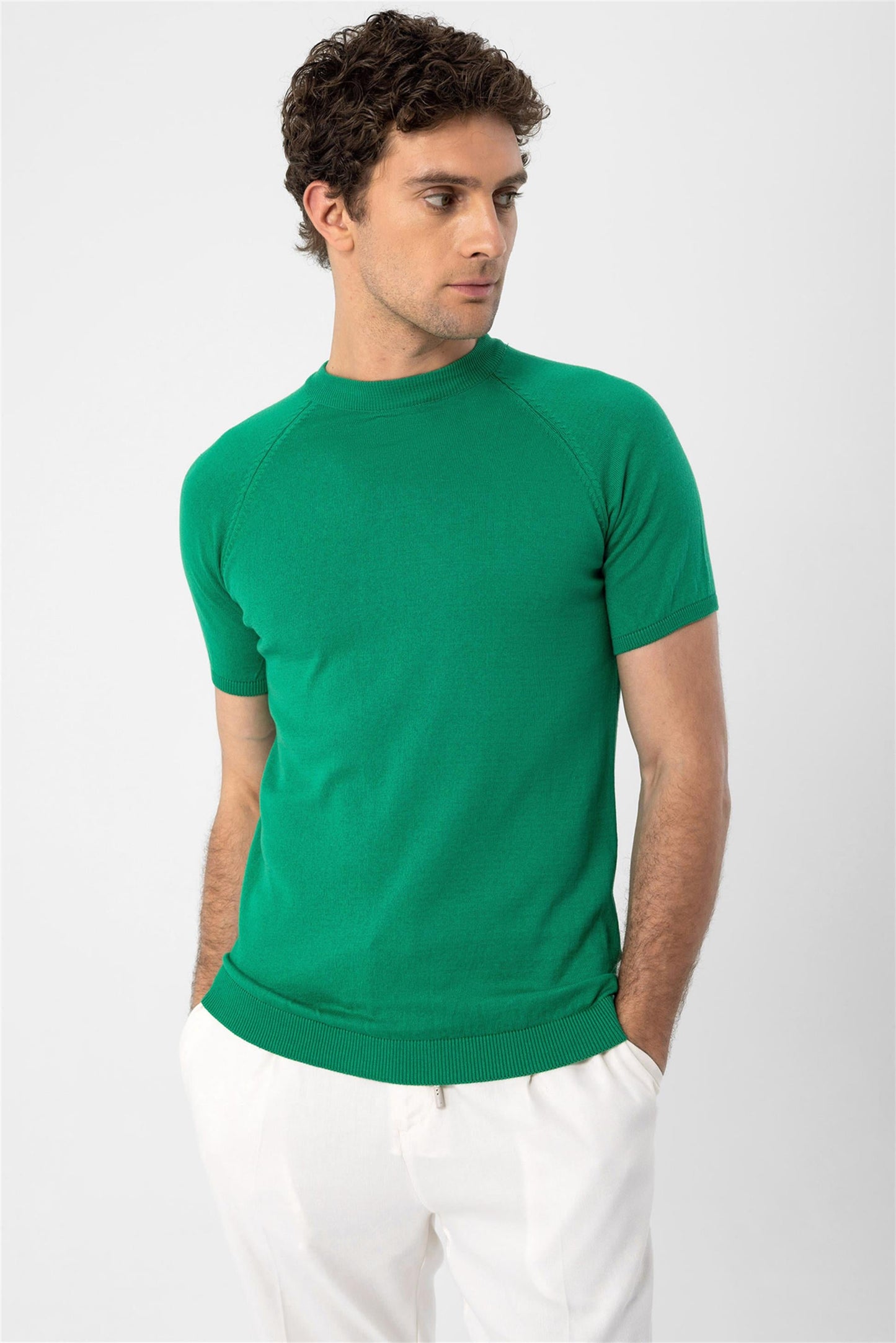 KOALA SYDNEY Men's Green Crew Neck Knitwear T-Shirt