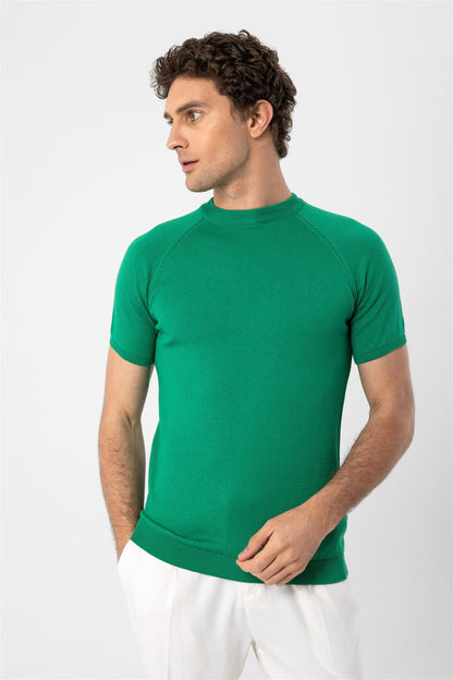 KOALA SYDNEY Men's Green Crew Neck Knitwear T-Shirt
