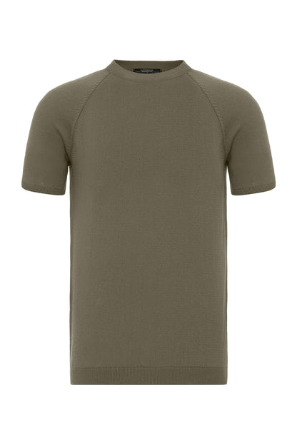 KOALA SYDNEY Men's Light Khaki Crew Neck Knitwear T-Shirt