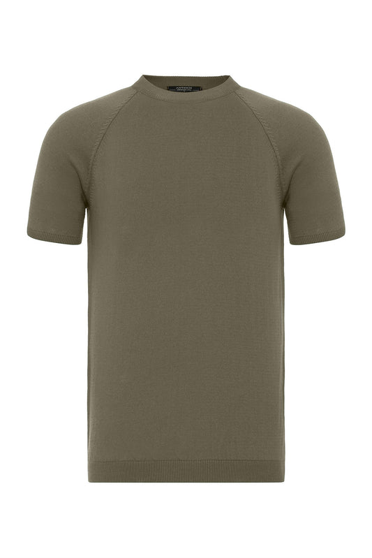 KOALA SYDNEY Men's Light Khaki Crew Neck Knitwear T-Shirt
