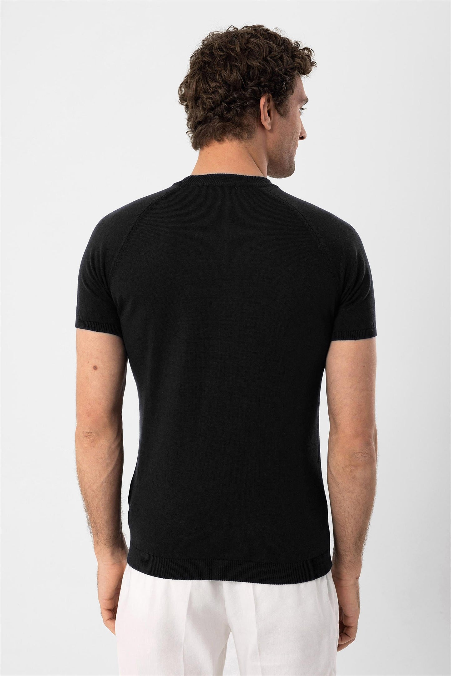 Men's Black Crew Neck Knitwear T-Shirt
