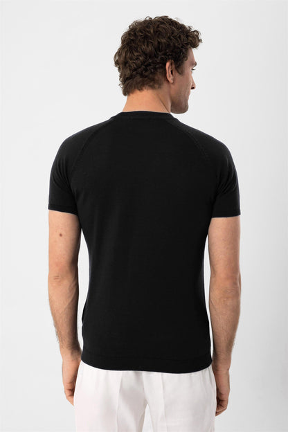 Men's Black Crew Neck Knitwear T-Shirt