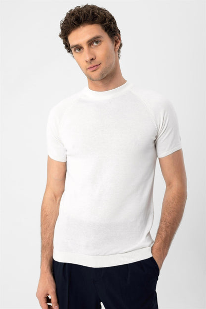 KOALA SYDNEY Men's Ecru Crew Neck Knitwear T-Shirt