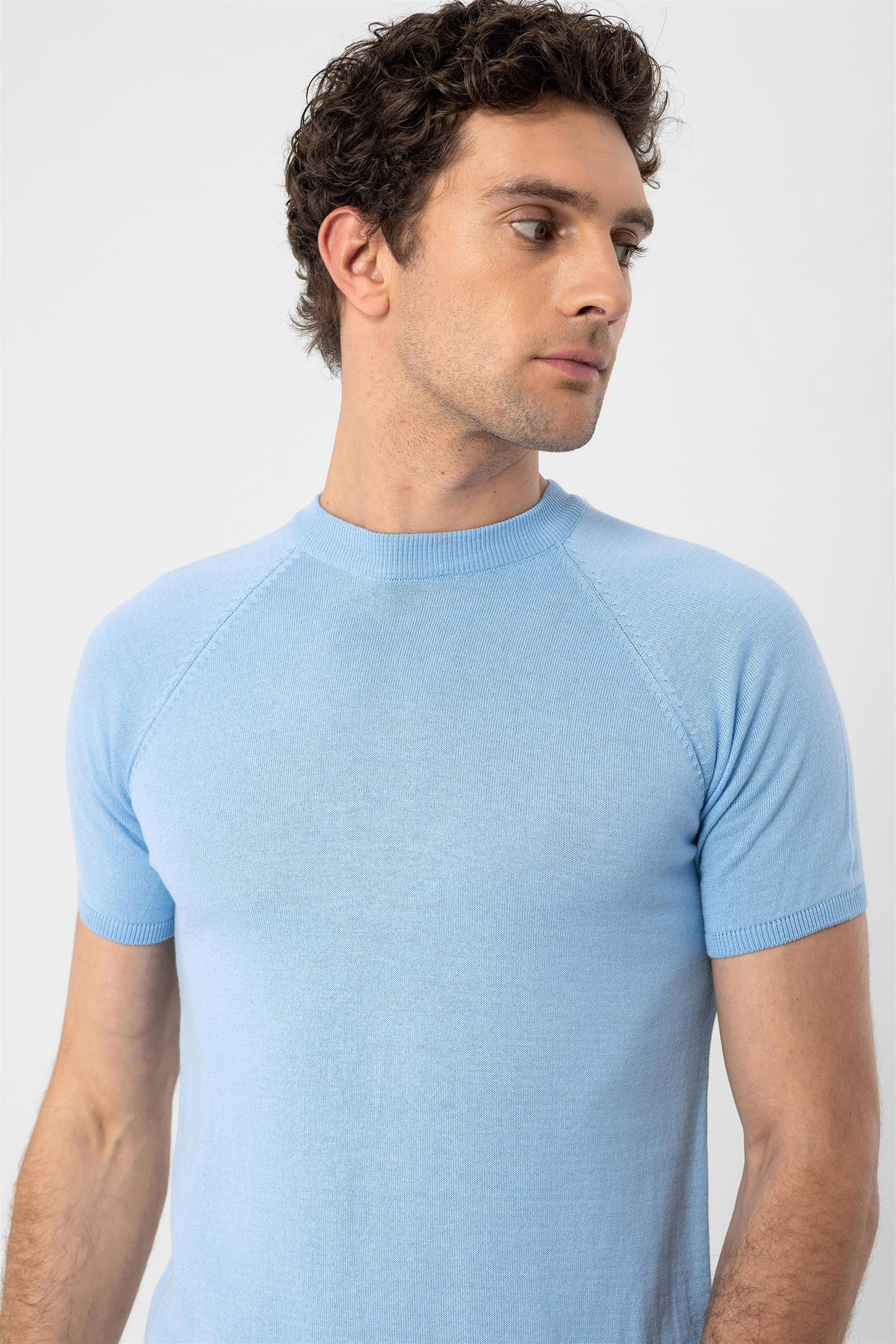 KOALA SYDNEY  Men's Baby Blue Crew Neck Knitwear T-Shirt -