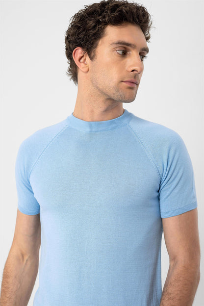 KOALA SYDNEY Men's Baby Blue Crew Neck Knitwear T-Shirt