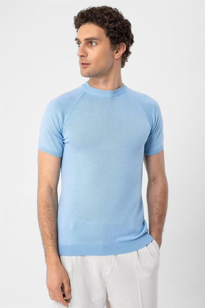 KOALA SYDNEY  Men's Baby Blue Crew Neck Knitwear T-Shirt -