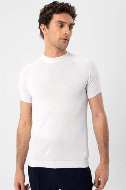 KOALA SYDNEY Men's Ecru Crew Neck Knitwear T-Shirt