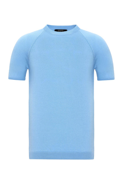 KOALA SYDNEY Men's Baby Blue Crew Neck Knitwear T-Shirt