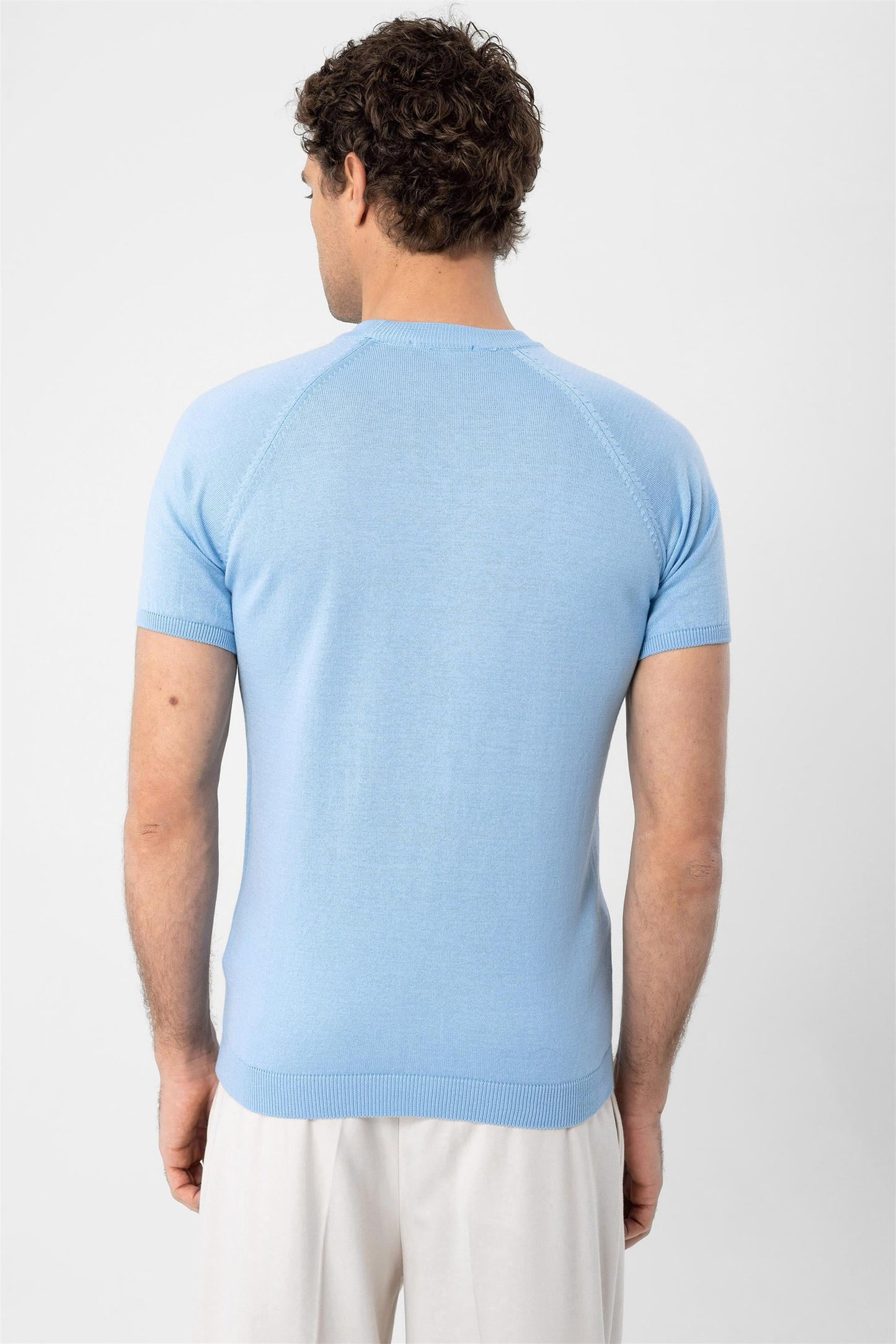 KOALA SYDNEY  Men's Baby Blue Crew Neck Knitwear T-Shirt -