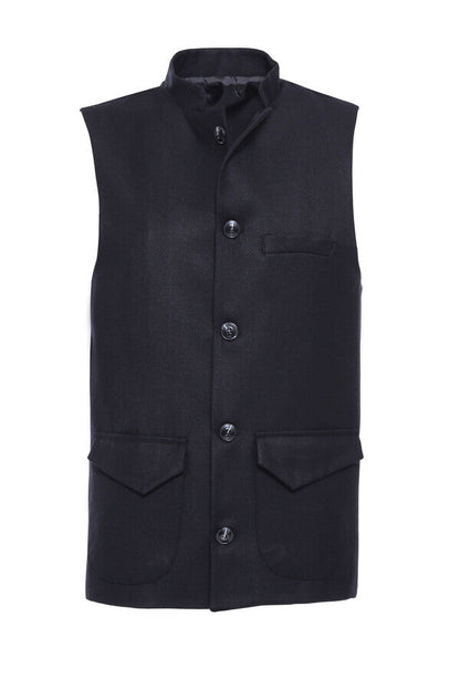 Mandarin Collar Cachet Black Men Vest