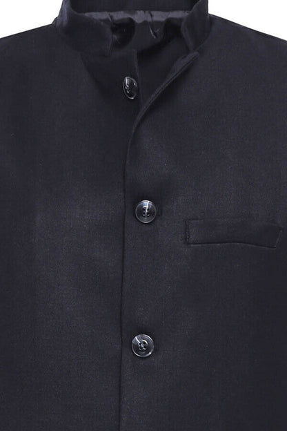 Mandarin Collar Cachet Black Men Vest