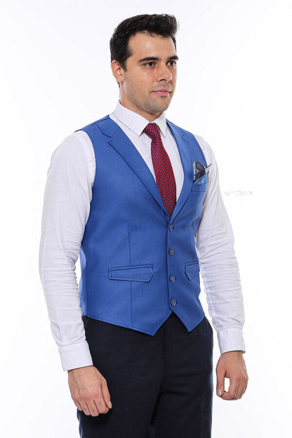 Blue Plain Collared Men's Vest