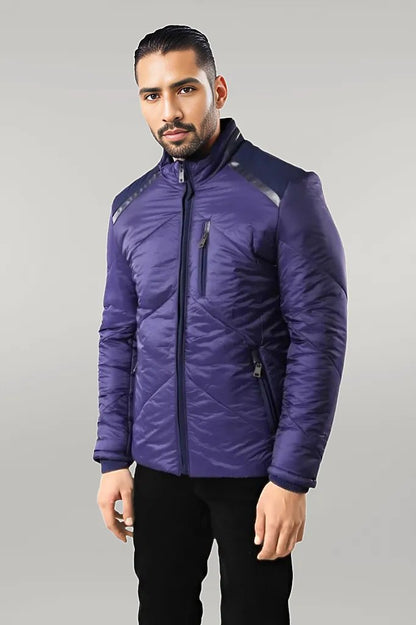 Blue Quilted Down Coat