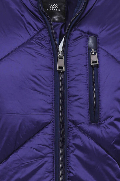 Blue Quilted Down Coat
