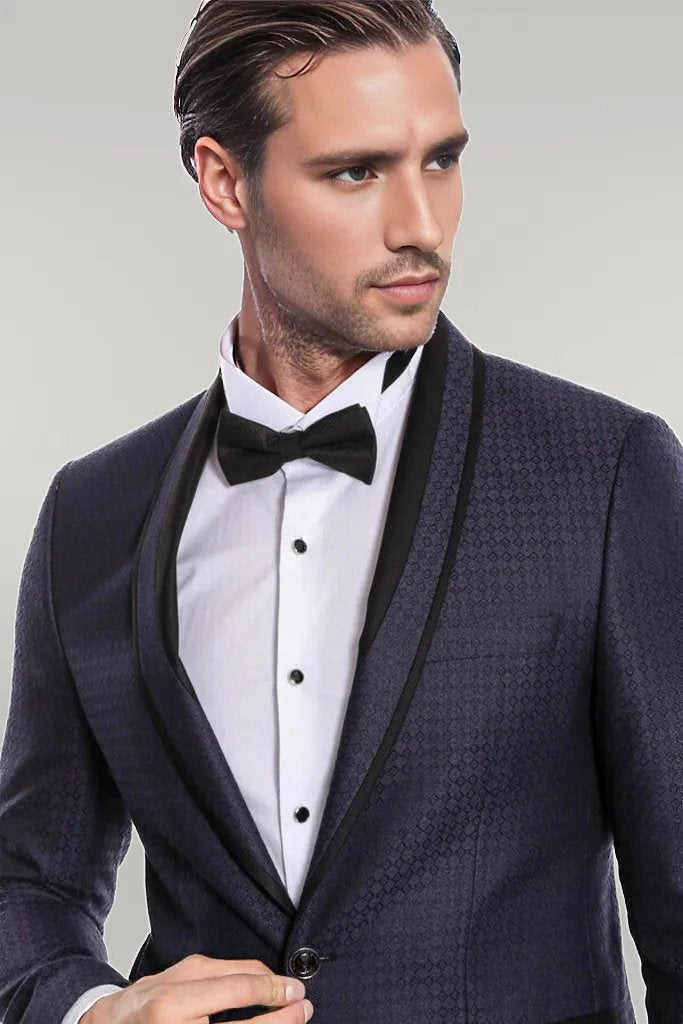 KOALA SYDNEY Burgundy Shawl Lapel Patterned Suit | Wessi