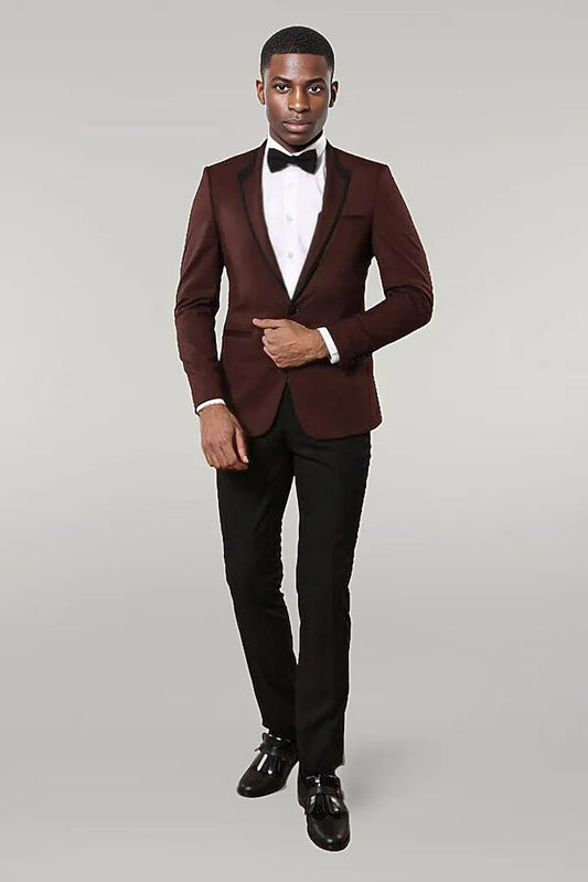 Burgundy Shawl Lapel Tuxedo